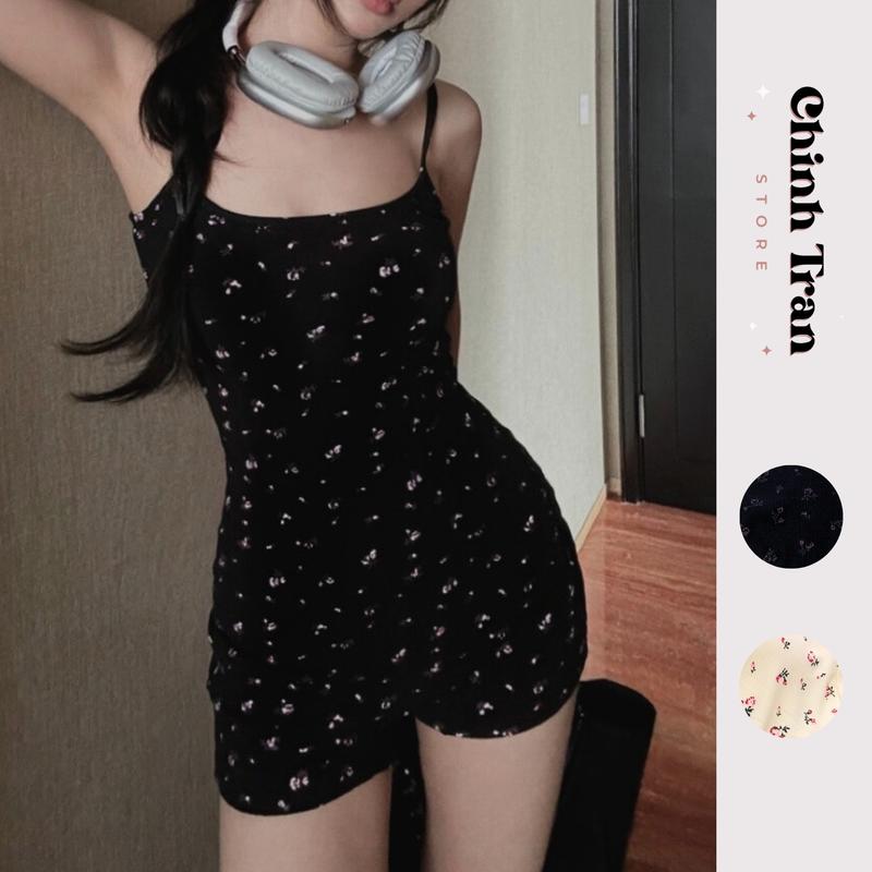 Jumpsuit Nữ Bộ Liền Quần Hoạt Tiết Hoa Nhí Có Mút Đệm Chất Tăm Lạnh Co Giãn