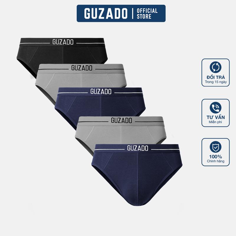 [Underwear] COMBO 5 Quần Sịp Tam Giác Nam GUZADO Quần Lót Form Dáng Brief Chất Cotton Co Giãn Kháng Khuẩn Mềm Mịn Basic GBF03