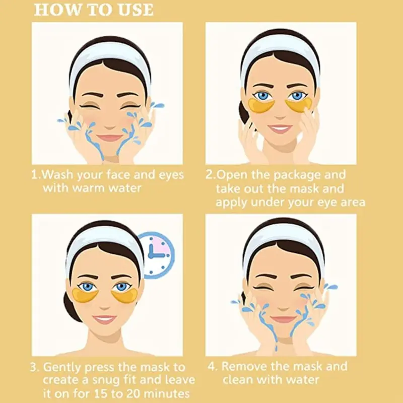 31 Pairs Gold Eye Mask Collagen Eye Gel Pads Under Eye Mask for Puffiness and Dark Circle Under Eye Patches for Women and Men, 24k Gold (31 Pairs Boxed) 3