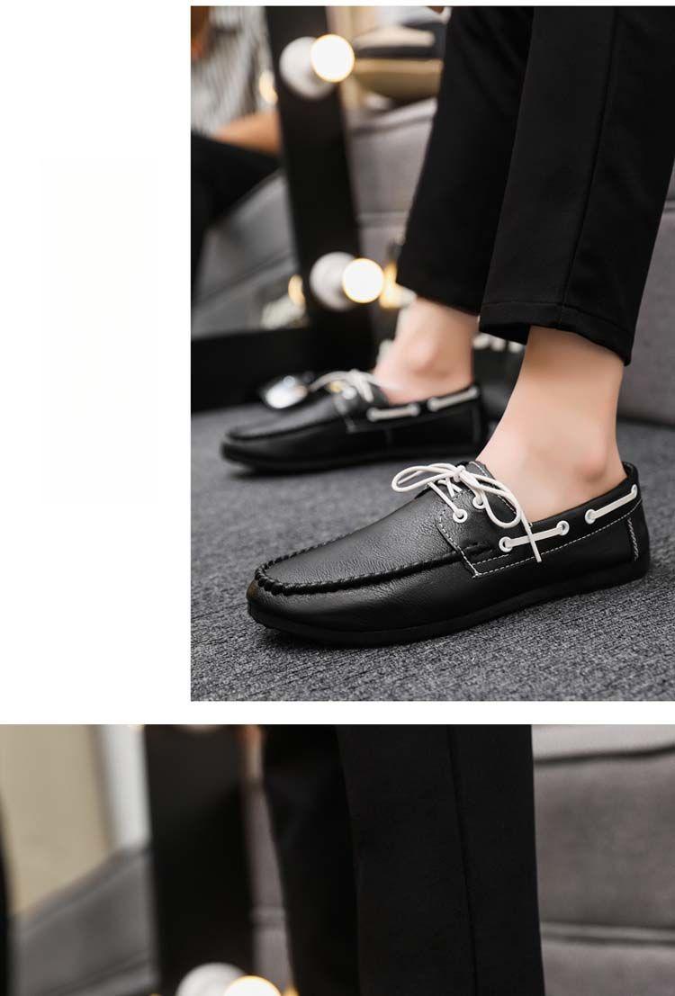 Product Introduction of Round Toe Shoes Casual Men's Slip-on Leather Shoe Flat Lightweight Breathable Dress Shoes 2024 New 20