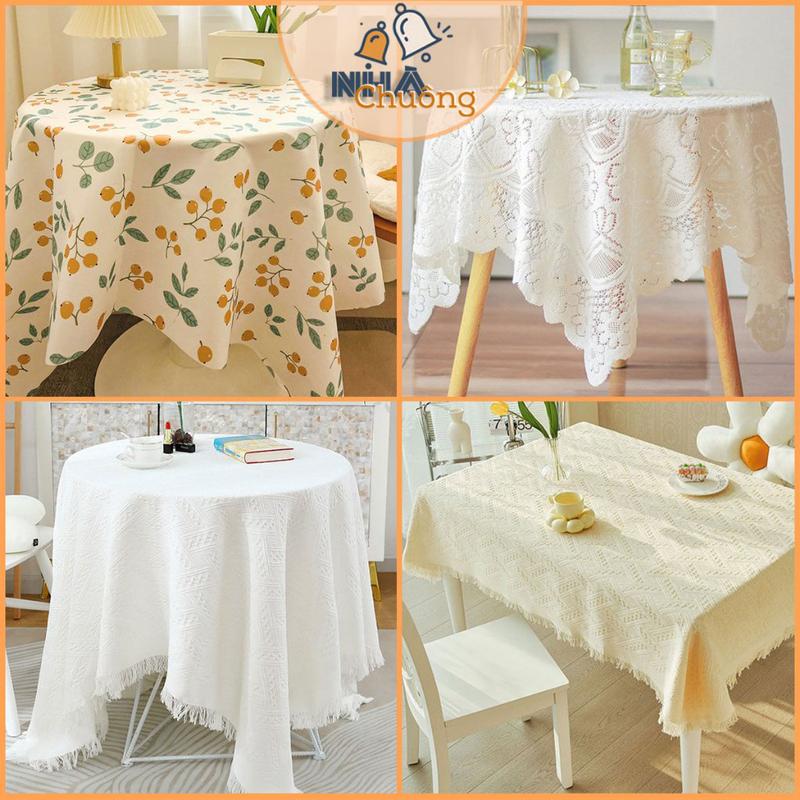 Khăn trải bàn ren hoa cho bàn tròn, bàn chữ nhật, bàn vuông nhiều kích cỡ dùng trang trí nhà cửa, bàn trà - Nhà Chuông Shop