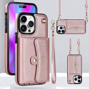 Card Case For iphone 14 Pro Max With Diagonal Strap lanyard Iphone 15 pro max Coin Purse Phone Shell iphone 16 pro max Wallet Bag Case Protective Case iPhone 13 pro max X XR XS MAX 14 15 16 Plus Cover iPhone 11 12 promax Cards Slot Cases Casing Rope Sling