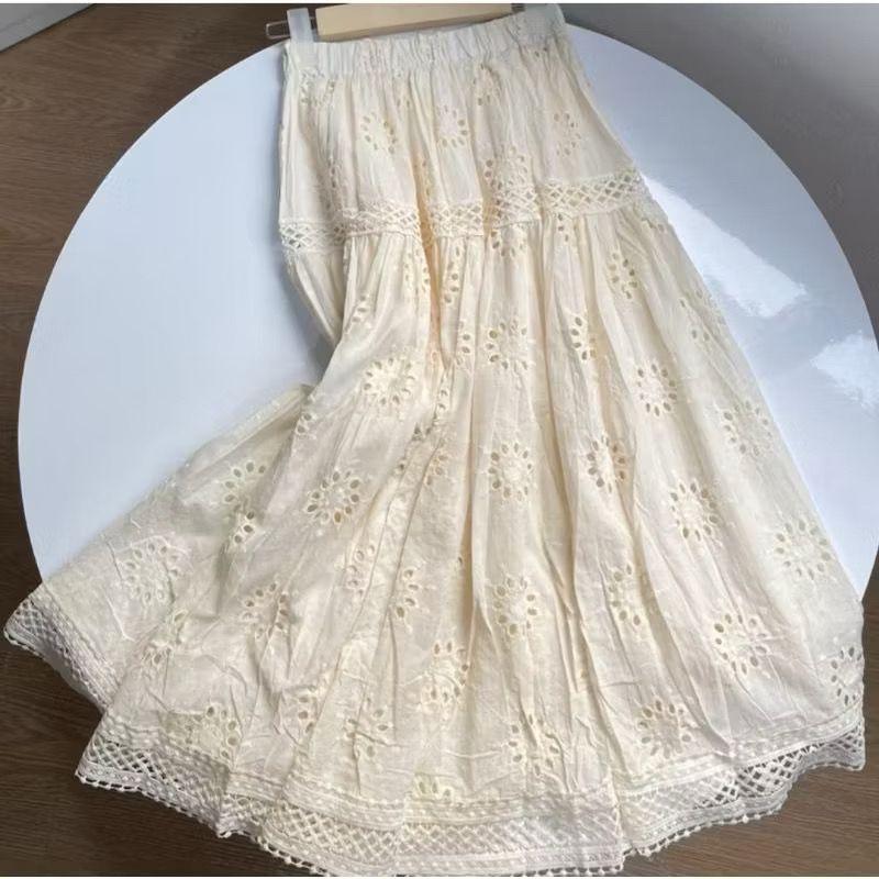 KARYNA I Eyelet Embroidery Lace Tiered Ruffle A-Line Cotton Casual ...