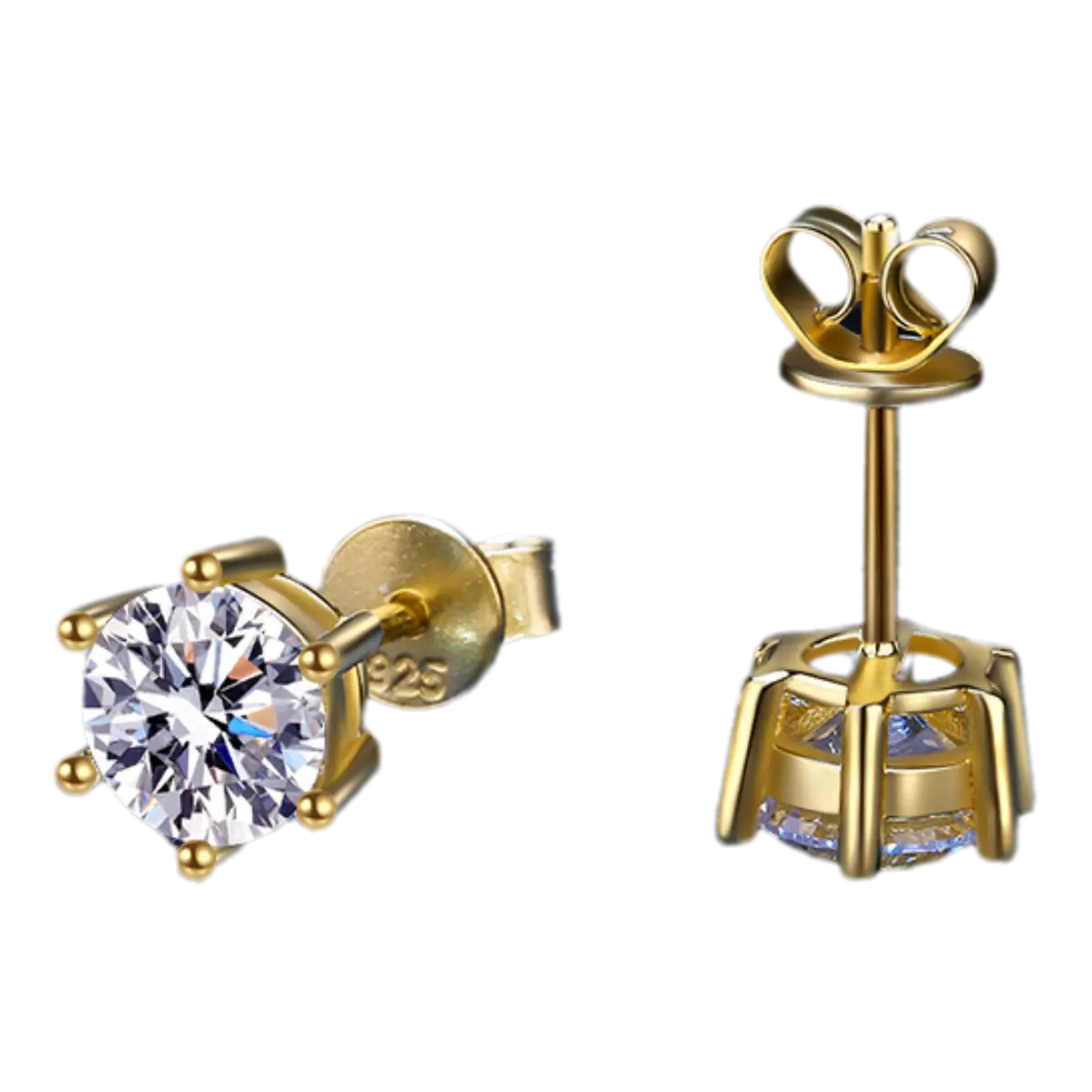 E088 Six-Claw Stud Earrings (Yellow Gold) Moissanite: Six-Claw Tianya, Yellow Gold Charm Match, Diamond Rhyme Is Diverse,Shaping Multiple Styles of Fashion Jewelry Accessories  ဆွဲကြိုး  ring diamond ring  atta jewelry diamond ring fine jewelry silver 925