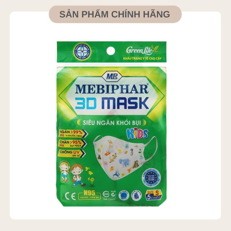 Khẩu trang y tế cao cấp 3D mask Mebiphar size S cho trẻ em - Kháng khuẩn, bụi mịn 3