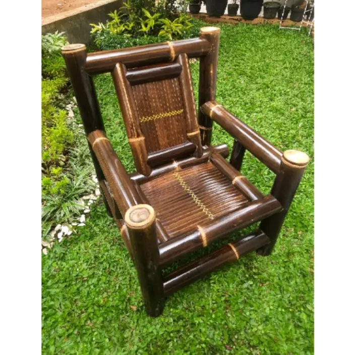 kursi bambu hitam kursi tamu klasik ukuran 75x56x57cm (BONUS SABUN MANDI) 2