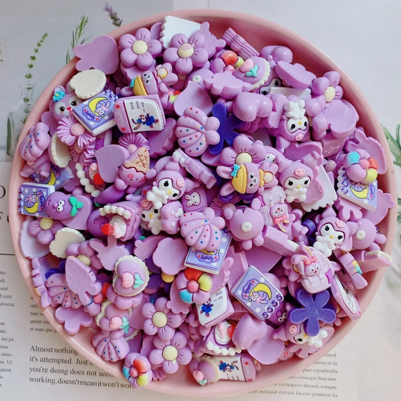 [ Combo 50 ] Charm mix theo tone màu, Charm xinh, phụ kiện trang trí ốp điện thoại, khung tranh, decor bàn học