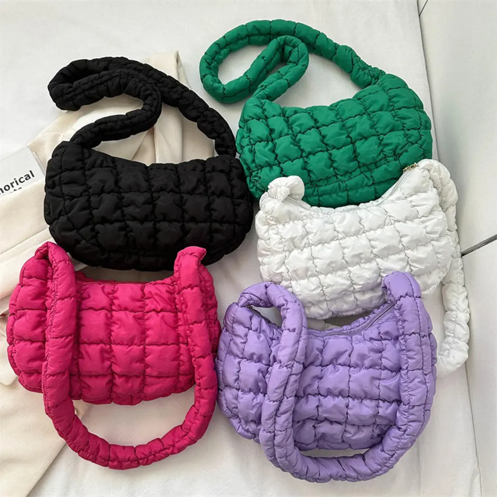 Women's Quilted Crossbody Shoulder Puffer Purse Large Cloud Hobo Nylon Bag