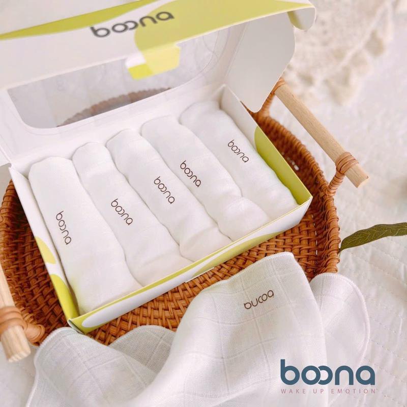  Sét 5 Khăn Sữa Sợi Tre Lụa BOONA Cao Cấp Kích Thước 30x30 Khăn Tắm 