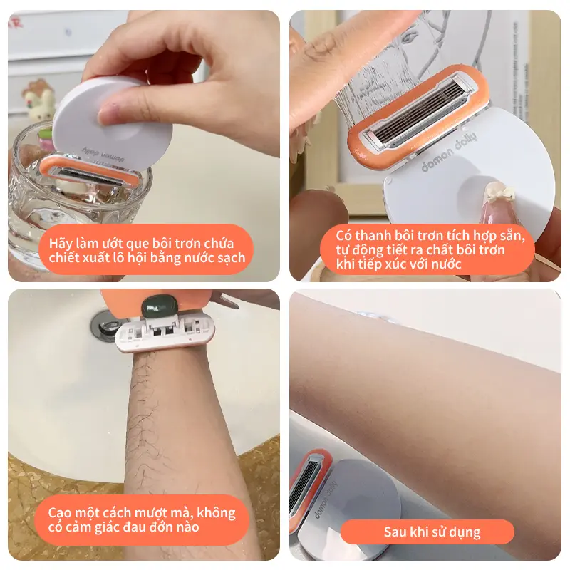 Domon dolly dao cạo lông cho phụ nữ - Xóa bỏ lông nách, chân, tay mà không để lại vết thâm, tích hợp thanh dưỡng ẩm 6