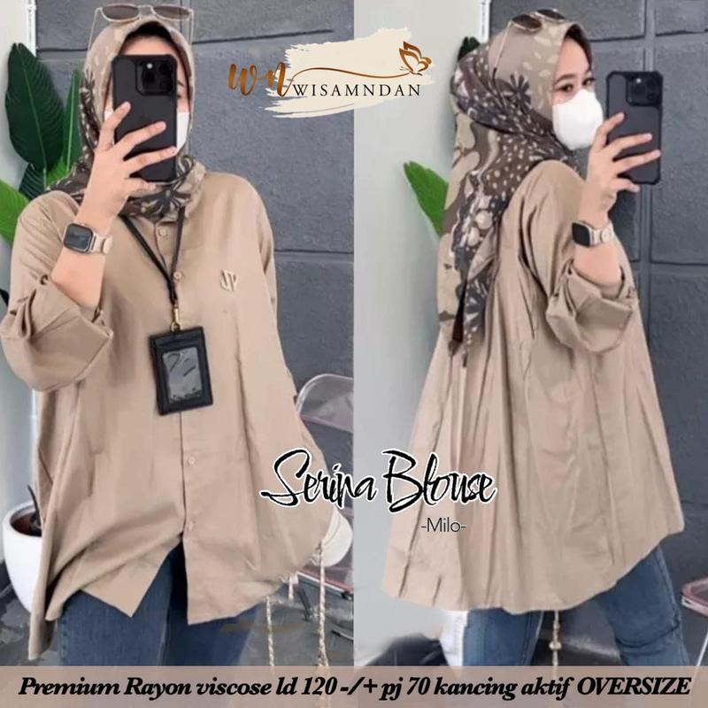 BLOUSE POLOS WANITA JUMBO KATUN RAYON PREMIUM ATASAN WANITA JUMBO LD 120 KOREAN STYLE LENGAN PANJANG 0