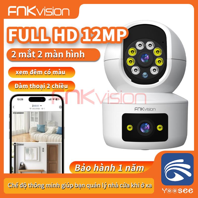 Camera 2 mắt FNKvision 12mp Yoosee Wifi 2.4GHz, camera wifi xoay 360 độ, xem đêm có màu, bảo hành 12 tháng