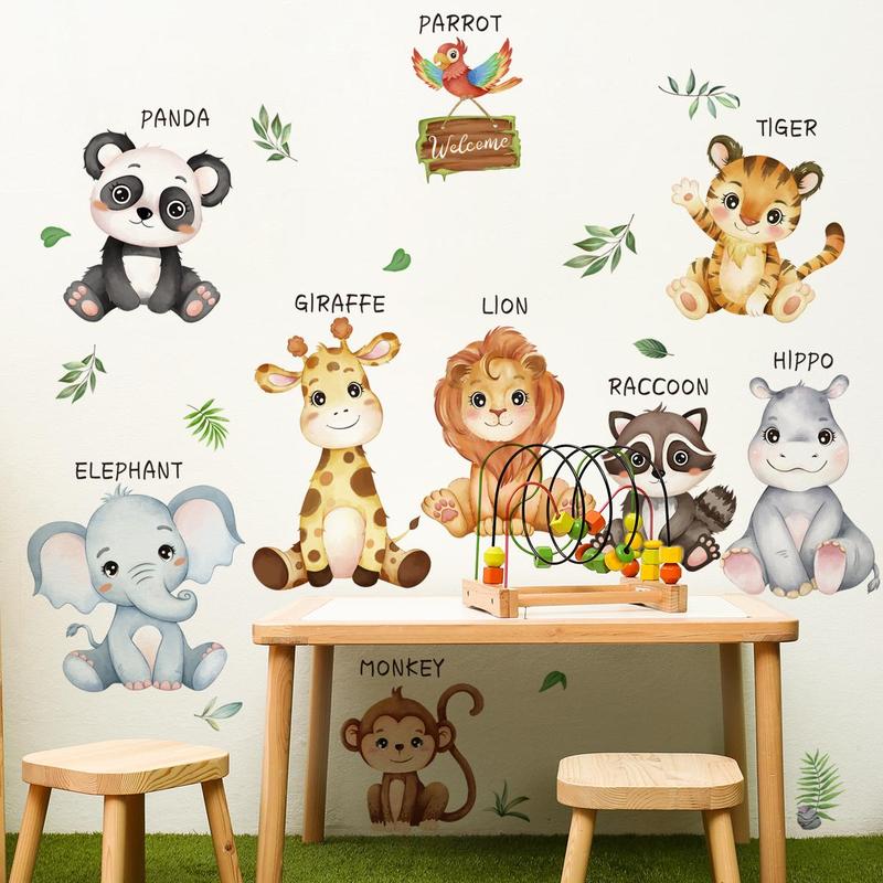 Product Introduction of 3 Sheets 9 Baby Animals Wall Decal, Cute Wall Sticker, Wall Decor for Kid Room Bedroom Living Room 2