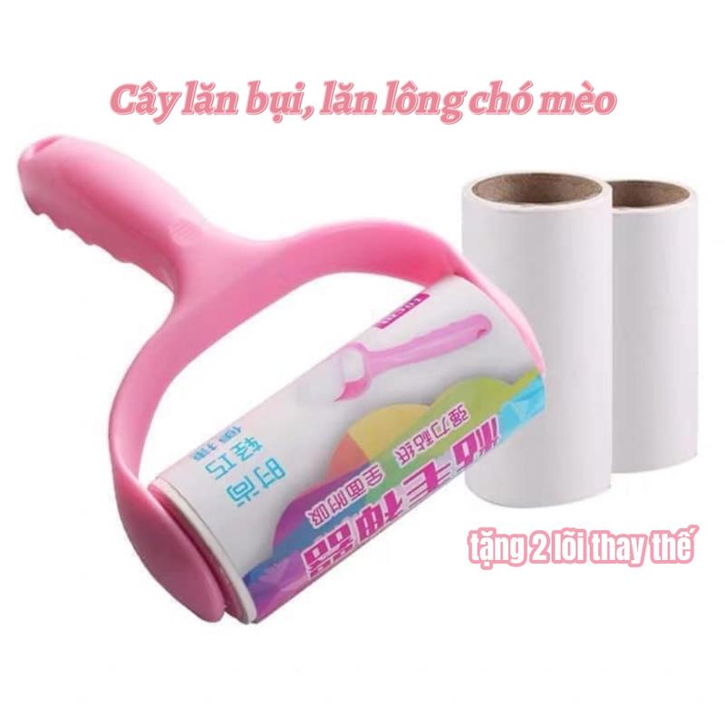 Cây lăn bụi quần áo, ghế sofa, thảm lót sàn, lông chó mèo tiện dụng + tặng 2 cuộn lăn bụi thay thế 0