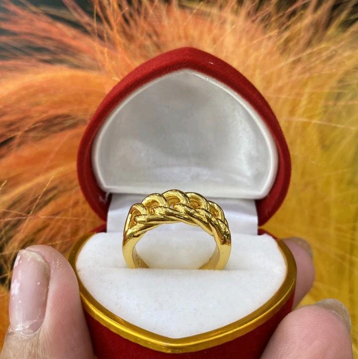 Nhẫn mặt lưới kim tiền 24k đồng mạ vàng củacaesar