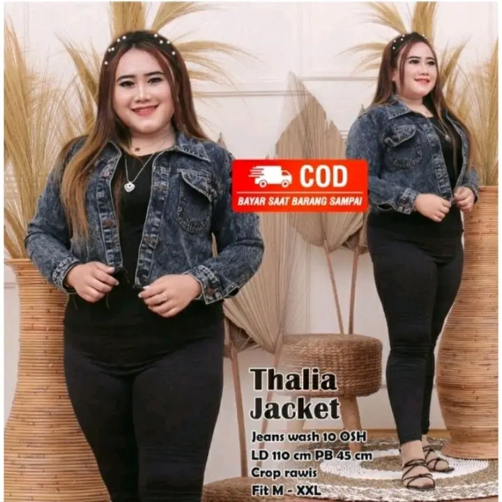 JAKET JEANS CROP OVERSIZE// JAKET JEANS CROP JUMBO// JAKET JEANS JUMBO WANITA// JAKET CROP RAWIS JUMBO Wanita 0