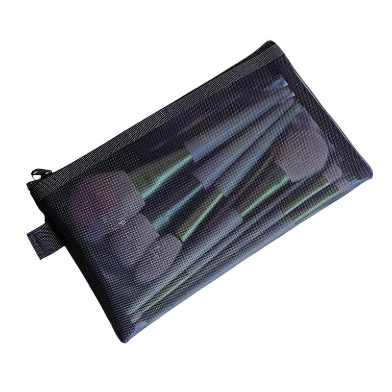 Product Introduction of Black Mesh Cosmetic Bags Outdoor Black Zipper Bag Transparent Travel Organizer Large Capacity Comestic Bag 17