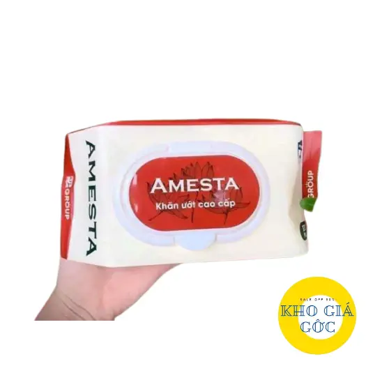 Gói 120 tờ khăn giấy ướt Amesta 3 lớp không cồn an toàn cho da 4