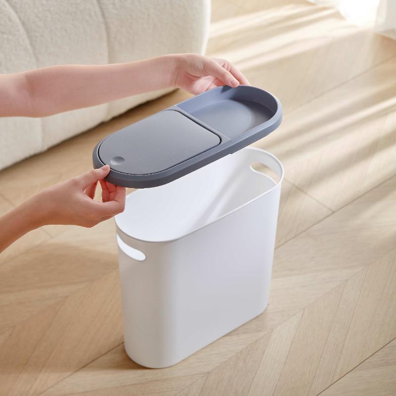 Bathroom Toilet Trash Can, 1 Count Household Creative Narrow Space Trash Can, Kitchen Bin, Large Capacity Press Type Trash Can with Lid, Home Organizer, Back to School Supplies, 2024 Home Essentials, Men Gifts , Bathroom Accessories 6