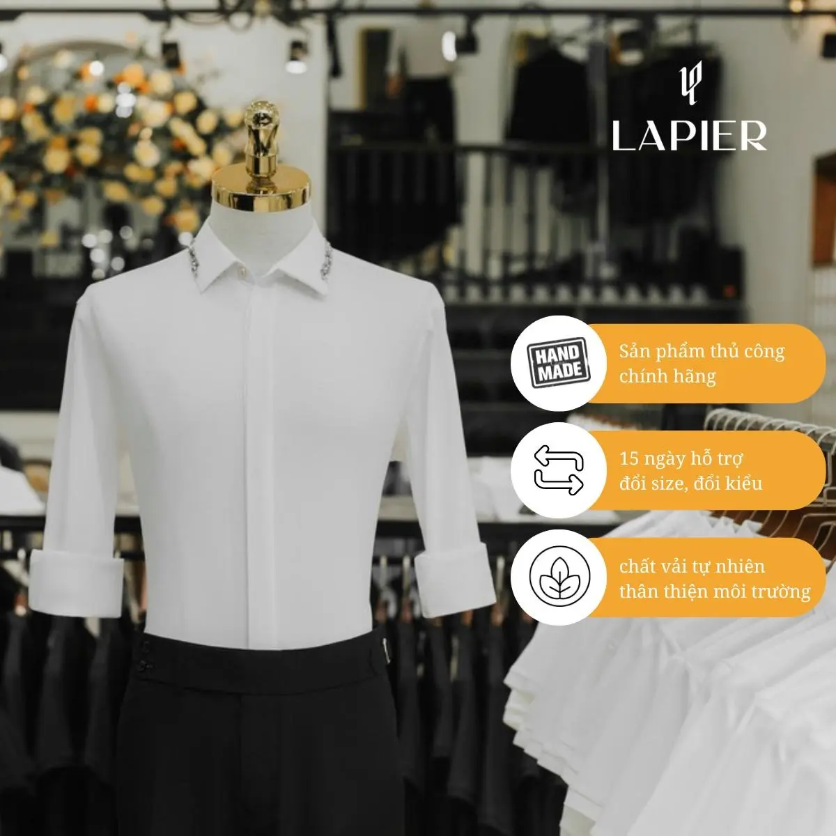 Áo Sơ Mi Nam Cao Cấp LAPIER Crystal Elegance Lịch Lãm Sang Trọng, Chất Liệu Mềm Mại, Thoáng Khí