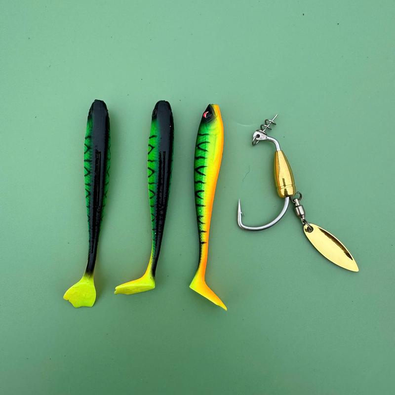 Combo mồi NFF 7cm 9cm Lưỡi AR15 4cm 5cm Thép không gỉ Móc mồi mềm Titan Ar15 Màu vàng