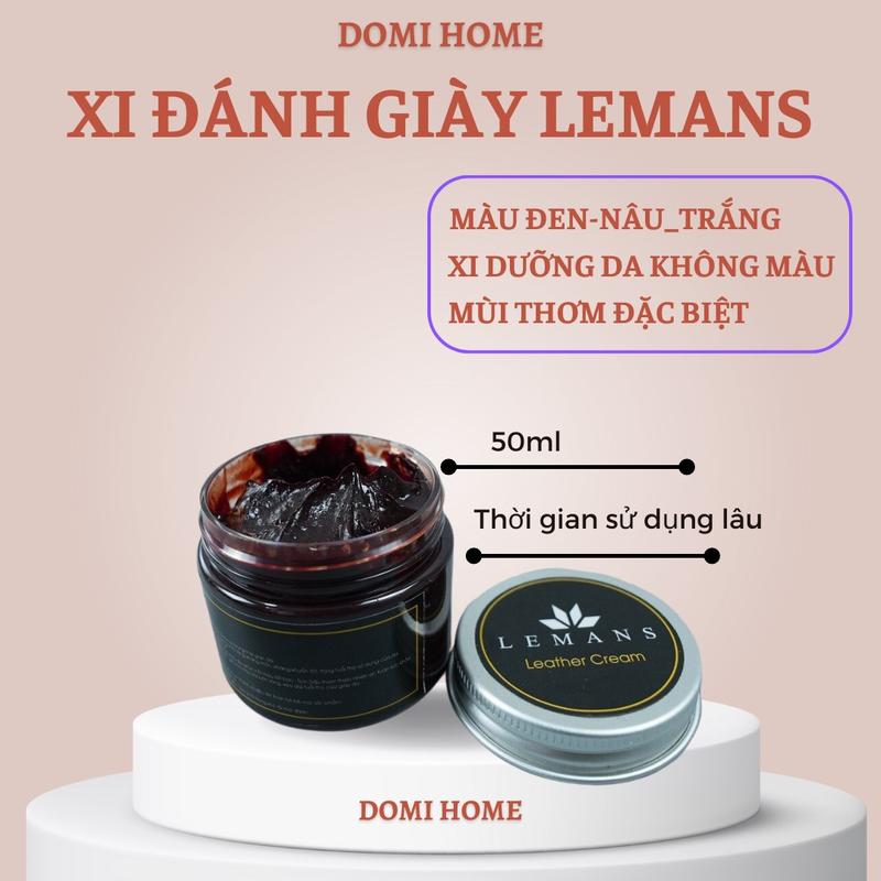 Xi đánh giày 50ml, Xi đánh giày LeMans các màu Đen, Nâu, Trắng, xi dưỡng không màu dành cho giày da, túi , ví