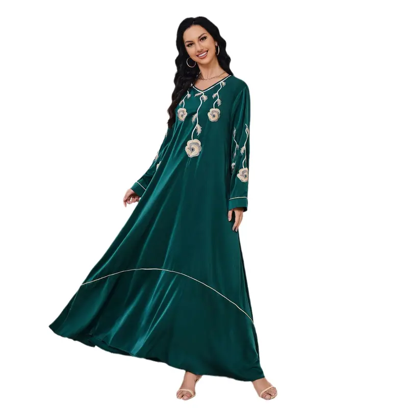 2025 New Middle East Dubai Robe Abaya Embroidered Hot Selling in Stock Elegant Evening Dress Muslim Dress 4