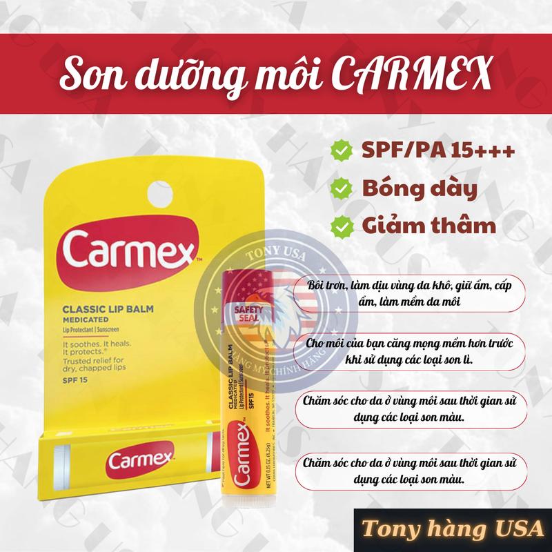 【HÀNG MỸ Son Dưỡng Môi Carmex Classic Dưỡng Môi, Cấp Ẩm, Làm Mềm, Chống Nứt Nẻ Môi - Tony Hàng USA Cosmetic
