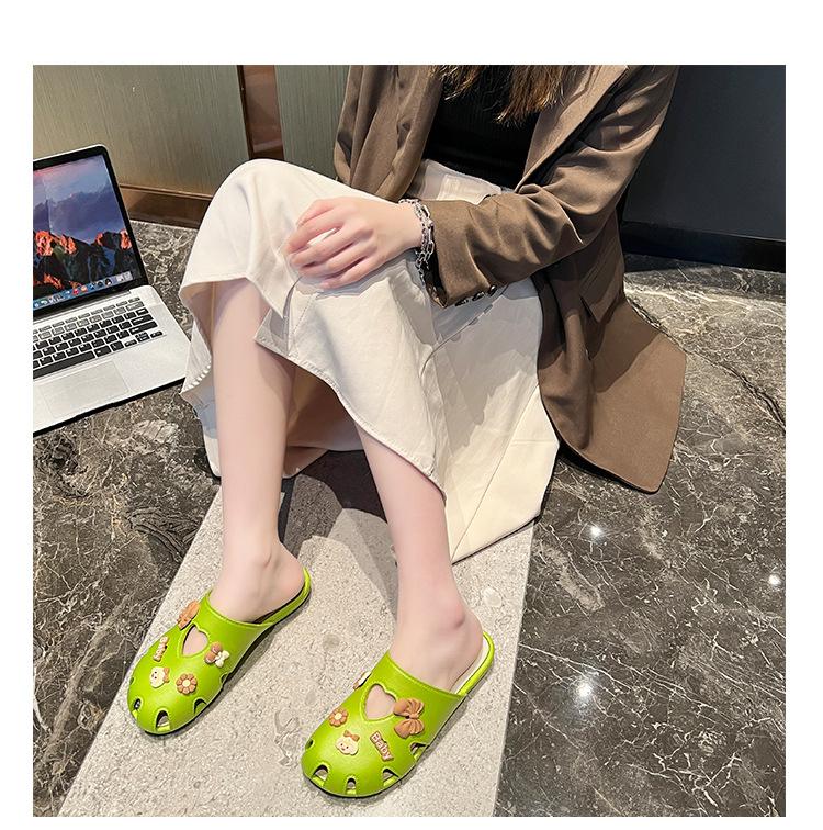 Product Introduction of Closed Toe Half Slippers Women's Summer Korean Style Outdoor Wear Summer Foreign Style Sweet New Ins Fairy Style Bow Flat Slippers 11