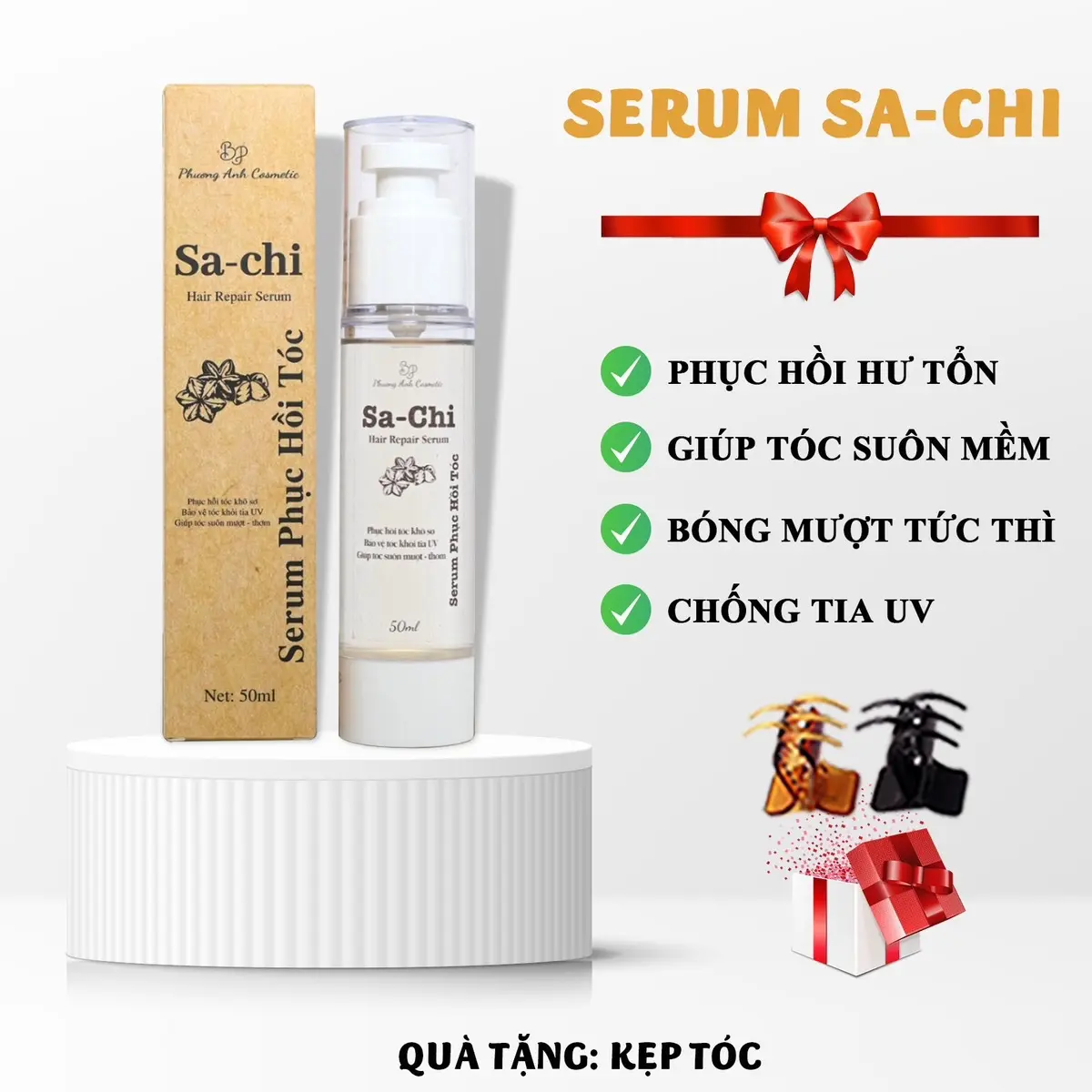 SERUM Sachi Phục Hồi, Cấp Ẩm, Chống Nắng Cho Tóc Phương Anh Cosmetic 50ml (SA-CHI Hair repair serum) Nữ Chăm Sóc Tóc Dưỡng Tóc Women