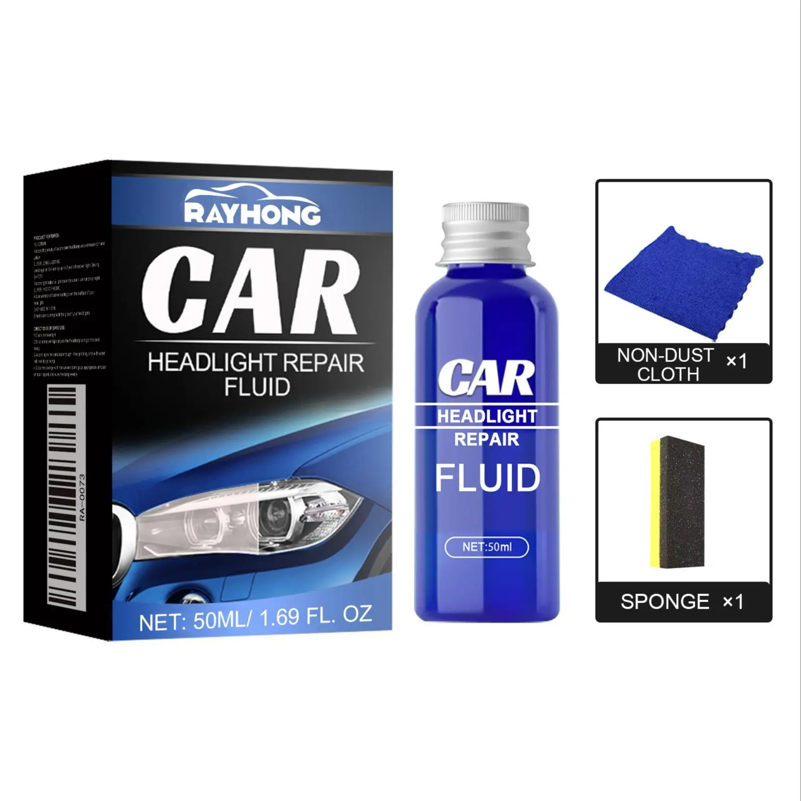 Car Headlight Repair Fluid, 1 Count Car Headlight Repair Polish Agent with Sponge & Towel, Universal Car Headlight Cleaning Tool