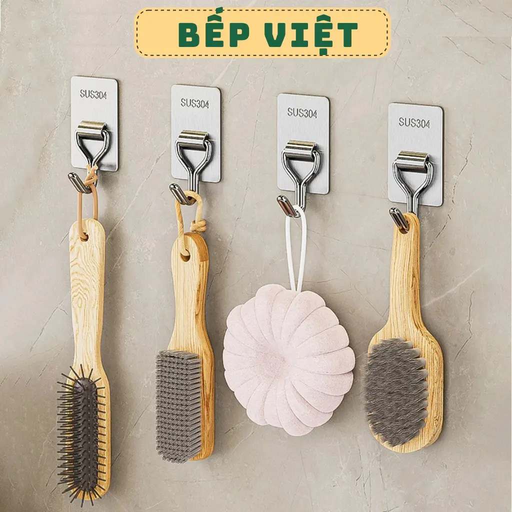 Combo 5 móc dán tường treo đồ đa năng inox 304 xoay 180 độ siêu dính, chịu lực tốt siêu bền, không han gỉ M4