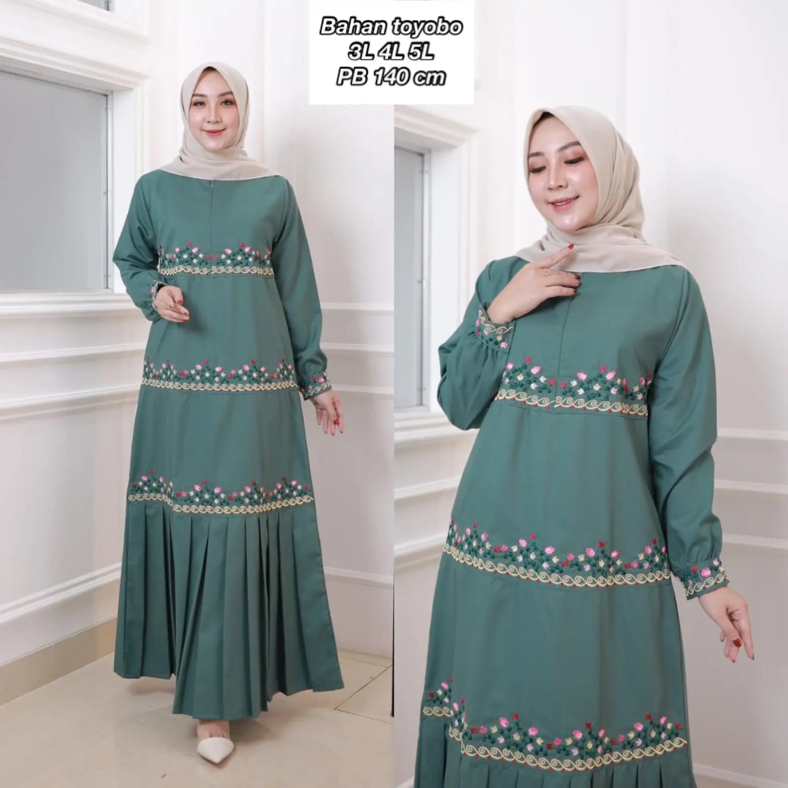 gamis bordir jumbo ananda katun toyobo fashion muslim wanita terbaru terlaris cod Lembut Pesta Dress Dewasa Panjang Kondangan Lebaran Remaja