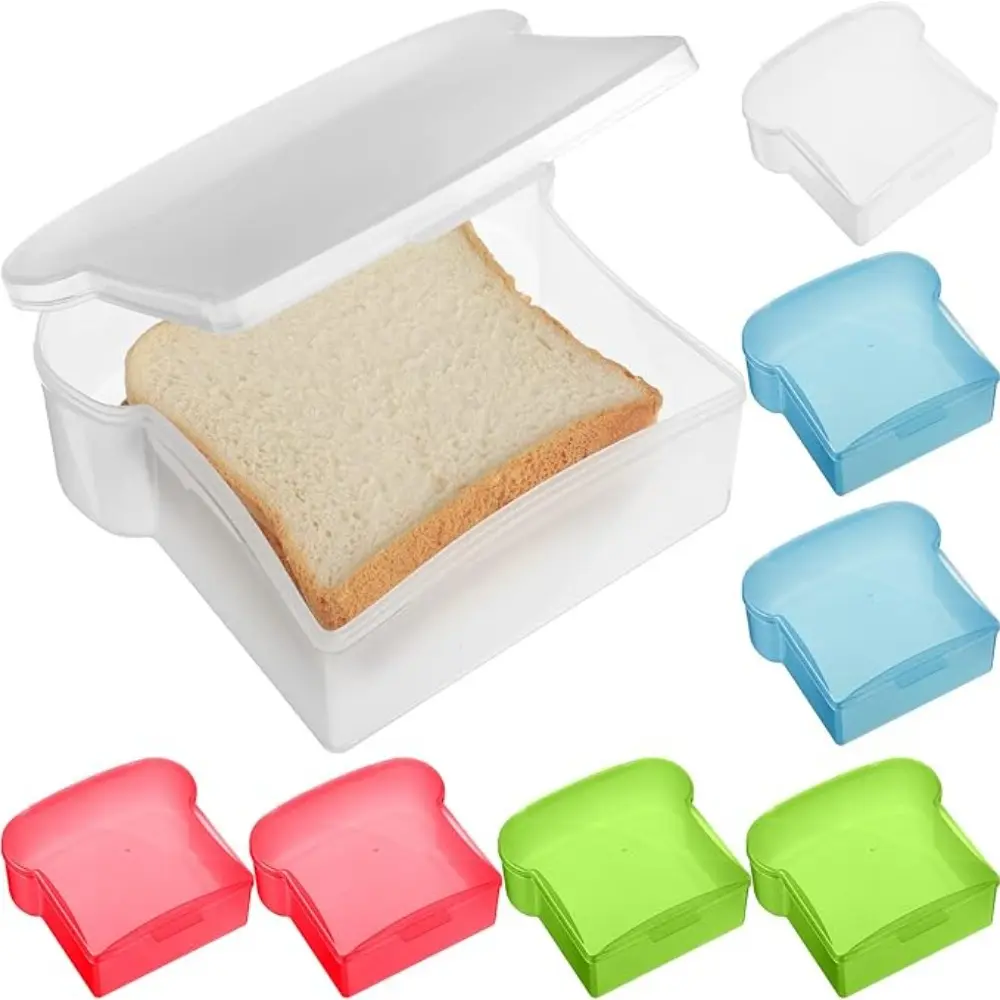 Household Plastic Toast Shape Sandwich Storage Box Reusable Microwavable Sandwich Case Drop-proof Sandwich Packaging Box Bread