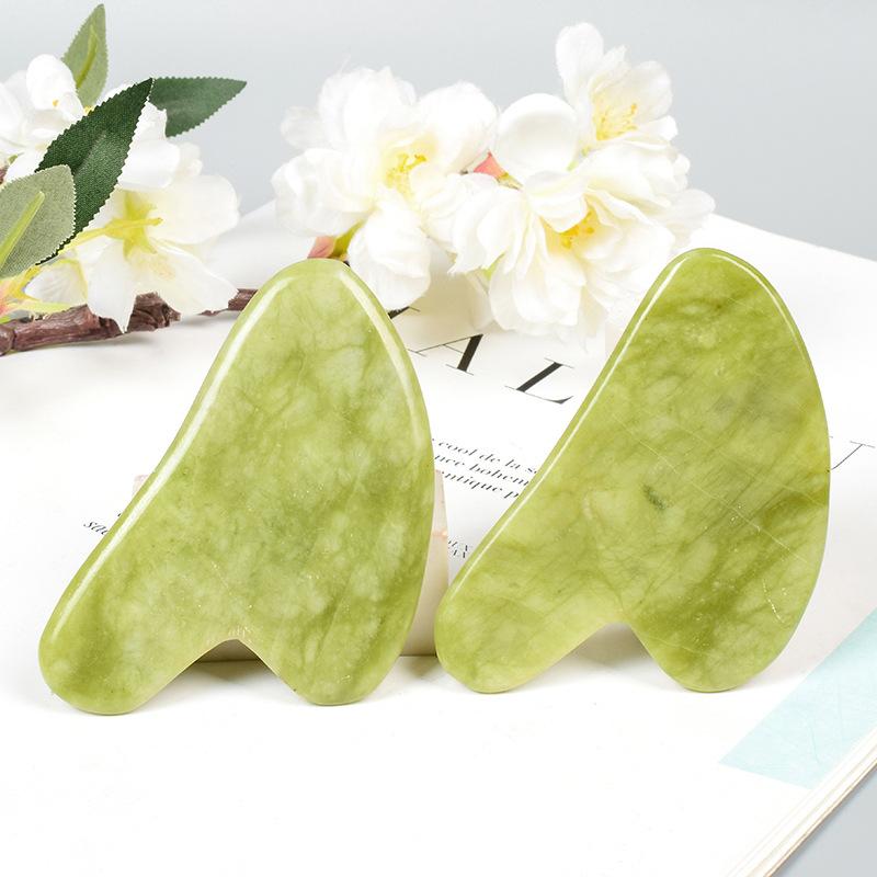 Miếng Đá Guasha Và Cây Lăn Mát Xa Mặt Giúp Nâng Cơ Và Săn Chắc Da Bằng Đá Serpentine Skincare miếng mát đá gua