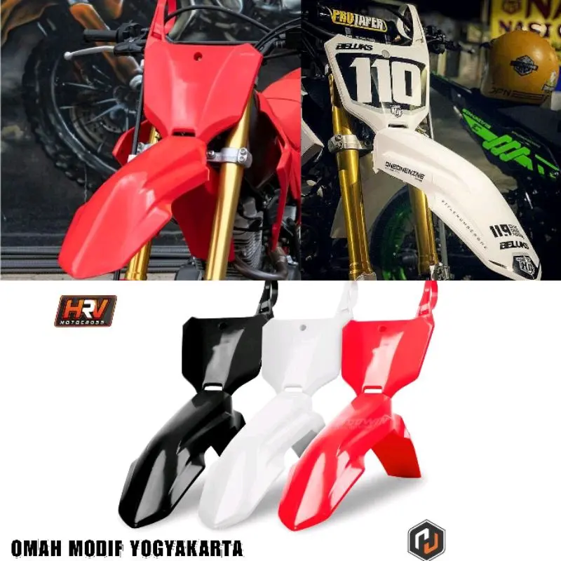 Spakbor Depan Model CRF 450 R Papan Plat Nomor CRF 450 Slebor depan PNP CRF 150 L KLX  BF DT WR 155 Motorcycle HRV HARVY MX ORIGINAL