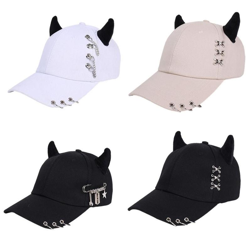 Topi Besbol Tanduk Lembu, Gaya Korea, Ringan, Hiphop Punk, Cincin ...