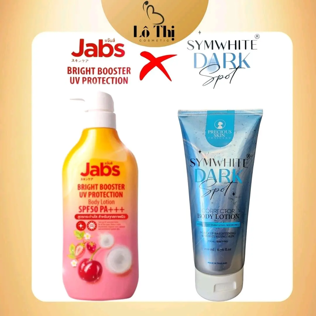 [COMBO NGÀY ĐÊM] Sữa dưỡng thể SYMWHITE 200ml + Kem chống nắng Jabs 450ml- Lô Thị Dưỡng Da Body Nữ