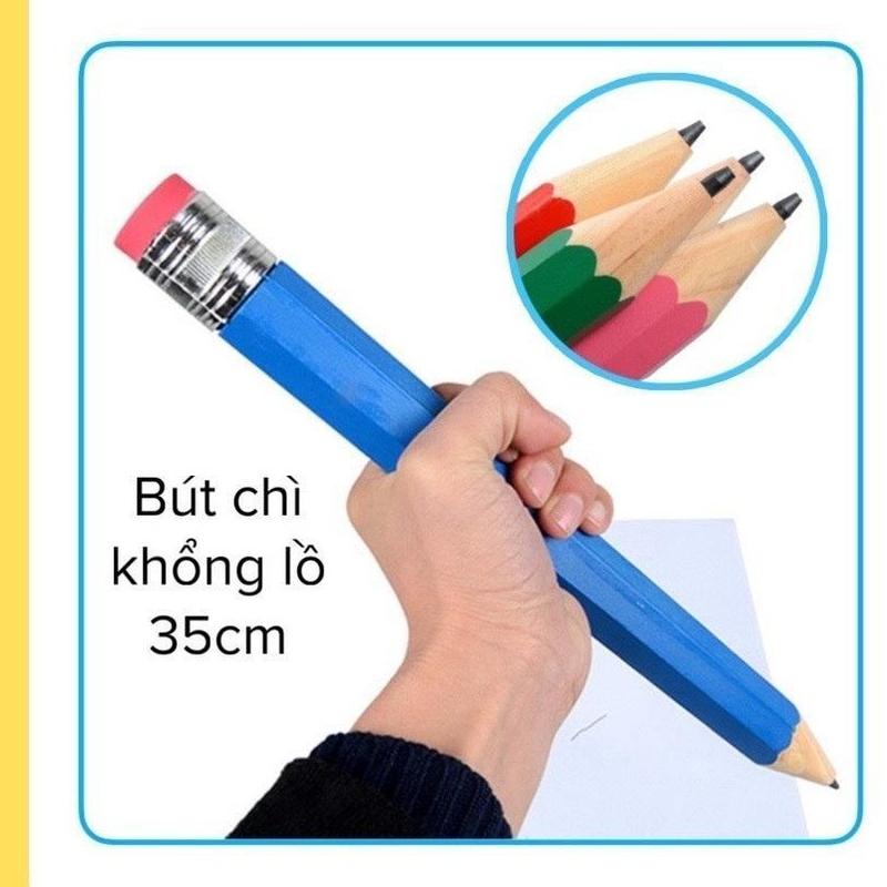 Bút chì khổng lồ mẫu mới trơn nhiều màu có nắp đậy - Bút chì bằng gỗ