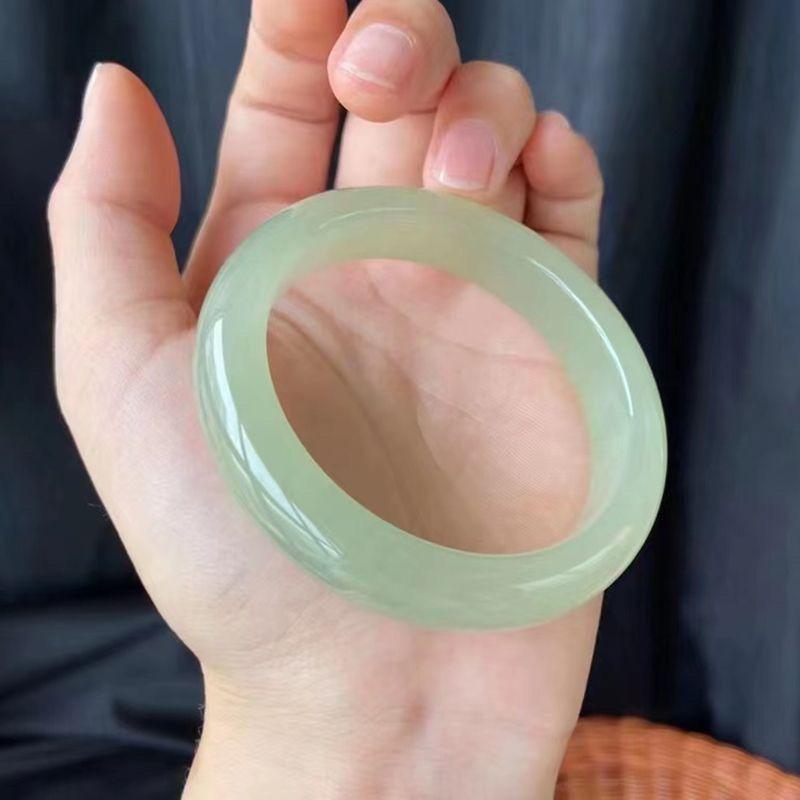 Vòng Tay Ngọc Bích Hòa Điền Ngọc Bích Trắng Xanh Lục Thanh Minh, Độ Tin Cậy, Dành Cho Nữ, Ngọc Bích Màu Hồ Và Xám, Ngọc Bích Tự Nhiên, Vòng Tay Ngọc Bích Zi Từ Tân Cương 2