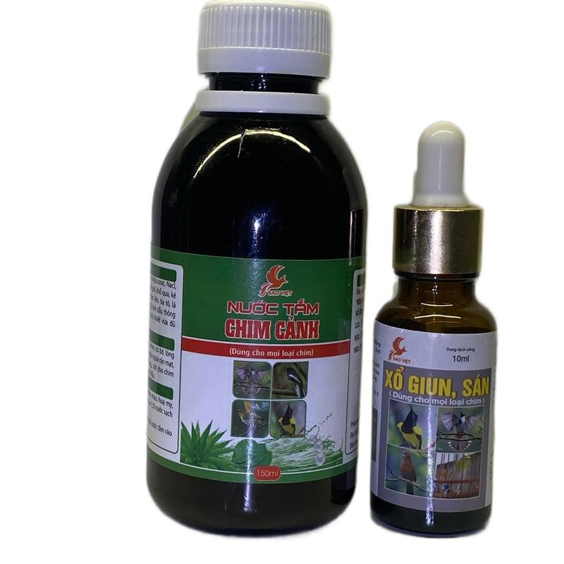  Combo 1 lọ nước tắm và 1 lọ sổ giun cho chim cảnh 