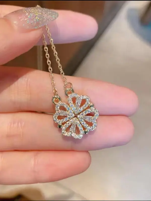 Elegant Style Hollow Out Clover Decor Pendant Necklace, Clover Pendant Necklace, Women's Fashion Jewelry Accessories For Party & Daily Wear 5