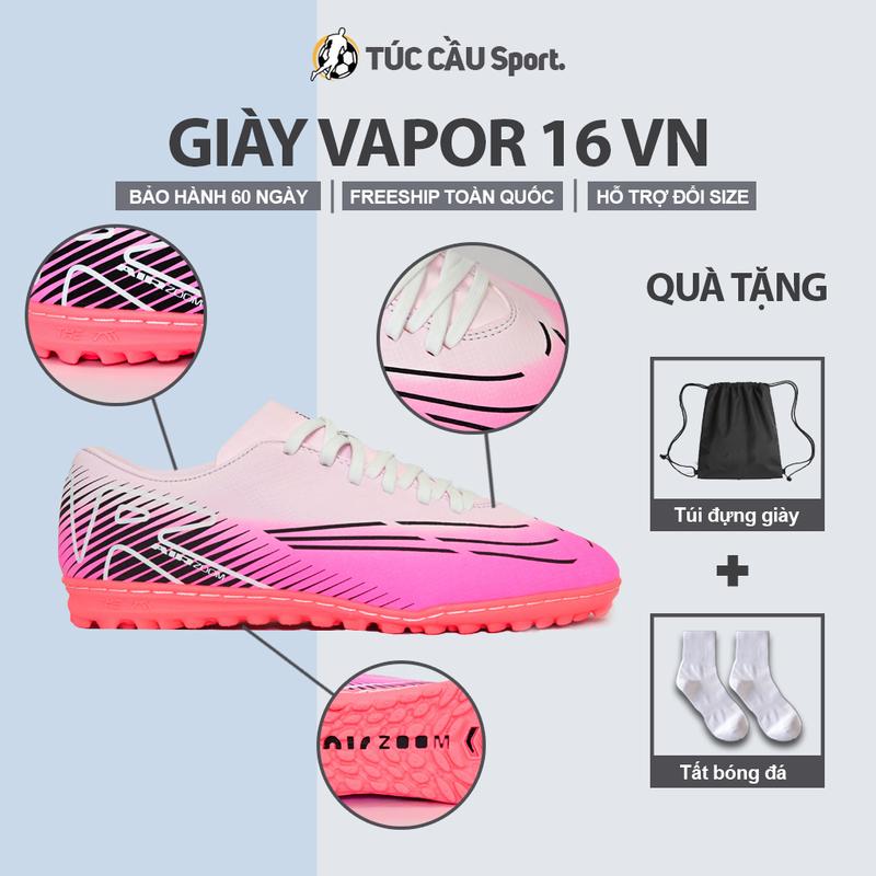 Giày Bóng Đá Vapor16 VN Đế Đệm AirZoom Êm Ái, Khâu Full Đế (Tặng Kèm: Tất + Túi rút) Sport Giày Thể Thao Đá Banh