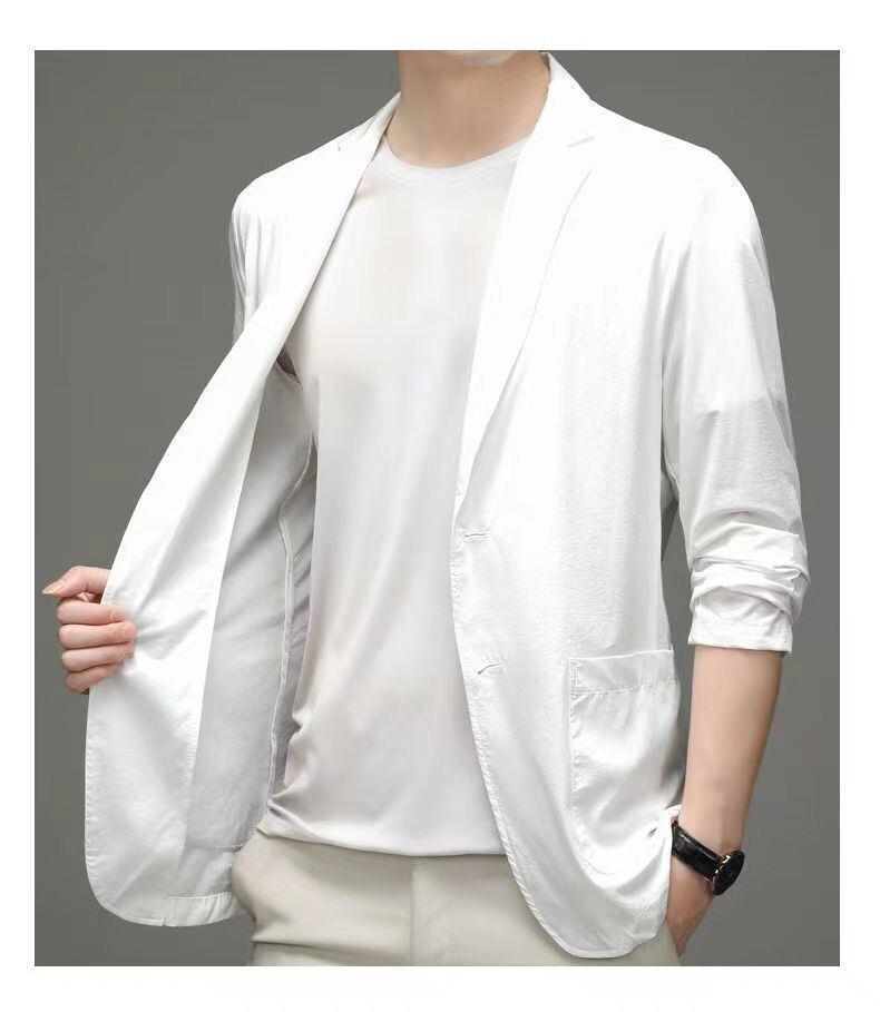 Product Introduction of Thin, loose men's suit for summer. Sun Protection Coat Ice Silk Casual Business Style Sun Protection Coat for Men 16