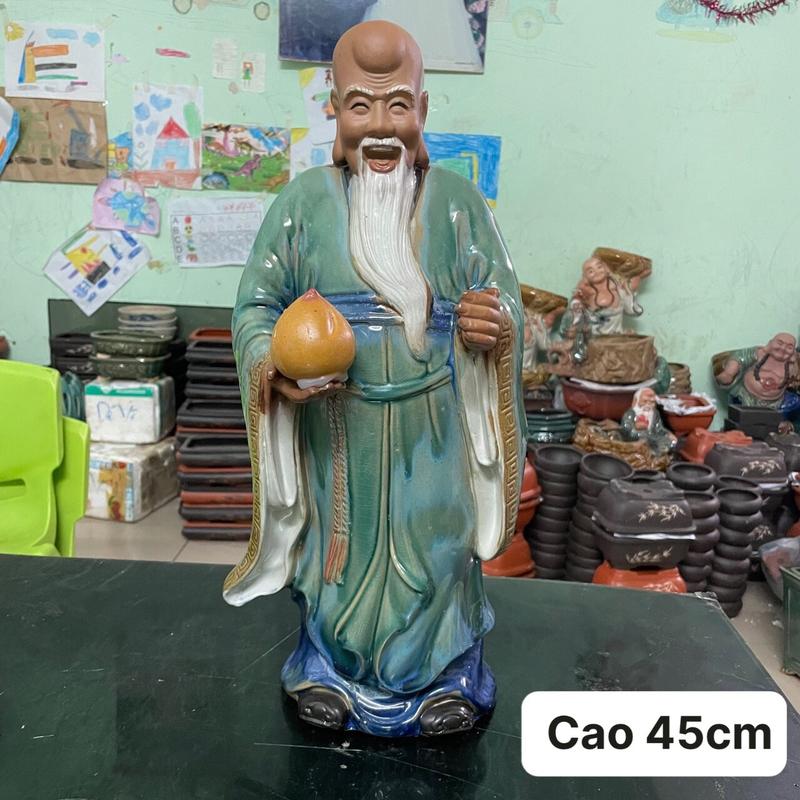   cao 45cm  Tượng ông thọ cầm đào trang trí tiểu cảnh gốm Bát Tràng  Decor Phòng Trang Trí Nhà 