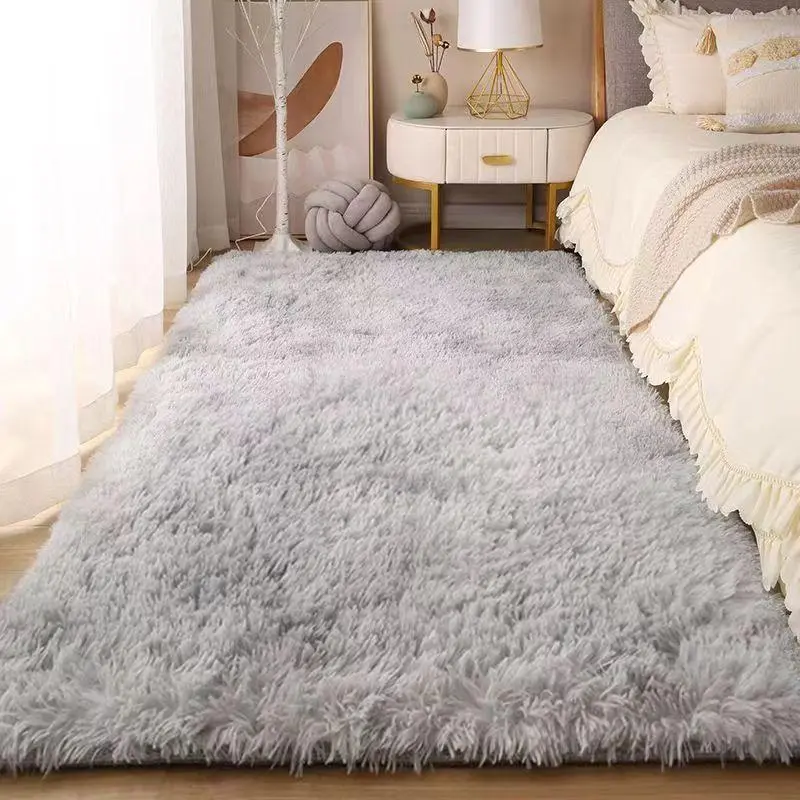 Durable Solid Color Soft Fluffy Large Rug, 1 Count Rectangular Plush Floor Mat, Decorative Carpet for Living Room Home Bedroom Kitchen