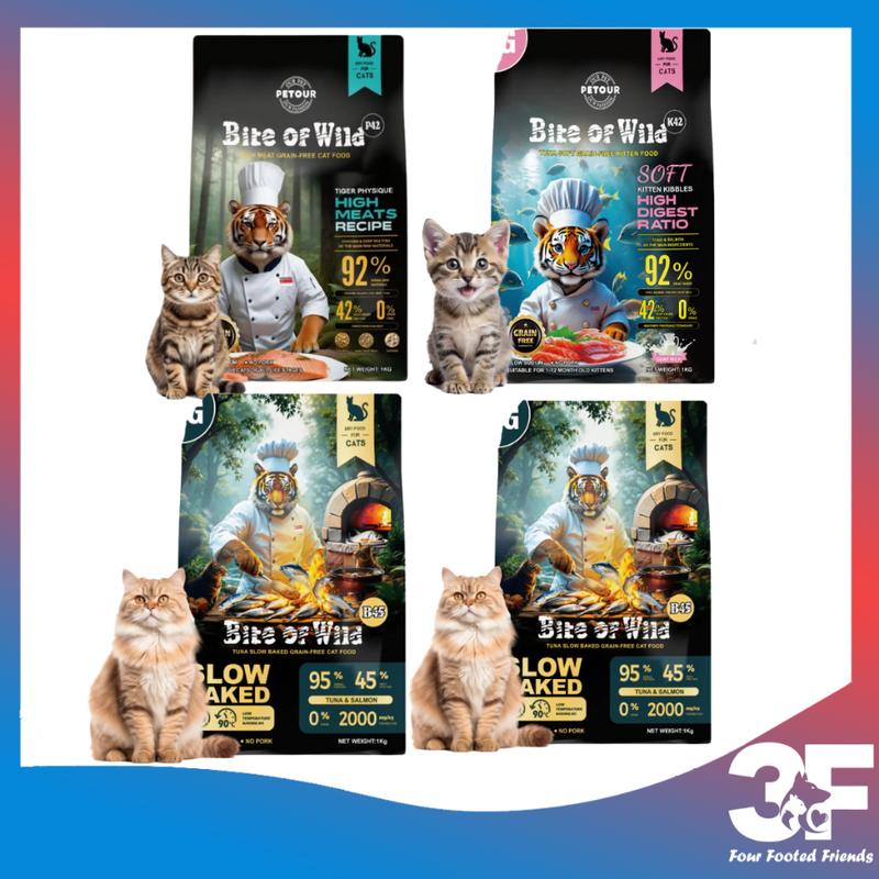  PETOUR Bite Of Wild Hạt Cho Mèo Gói 1kg Không Độn Ngũ Cốc Mix Viên Thịt Sấy 92% Protein Cung Cấp Vitamin & Canxi Cho Mèo Mọi Lứa Tuổi 