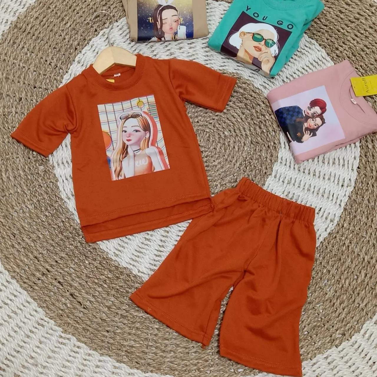 SETELAN OVER SIZE ANAK BABY TERY PREMIUM 6 BLN - 12 THN Katun Lengan pendek Cewek