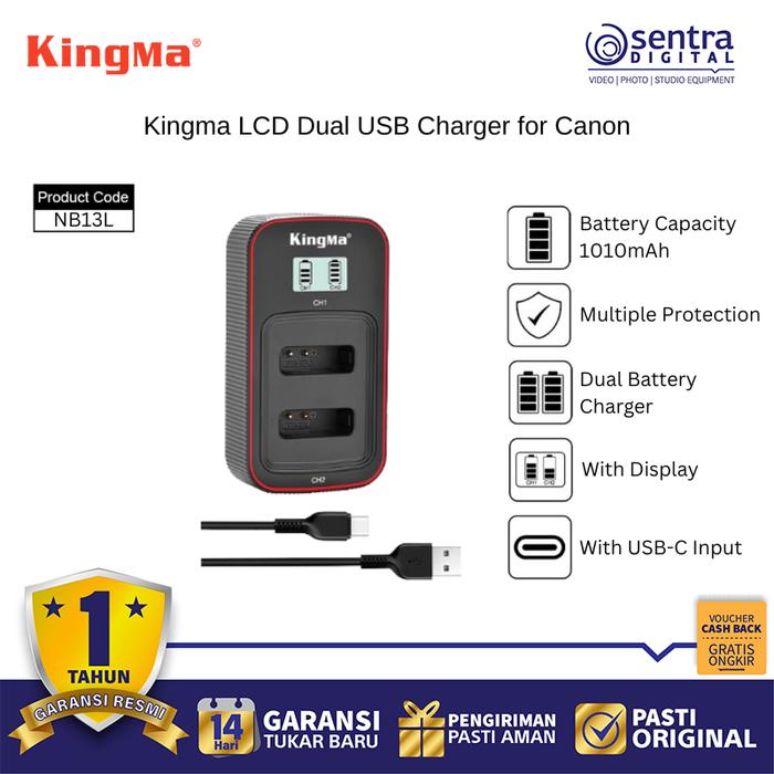 Gambar Kingma BM058-NB13L LCD Dual USB Charger for Canon NB13L Portable Universal dari Sentra Digital Kota Surabaya Tokopedia