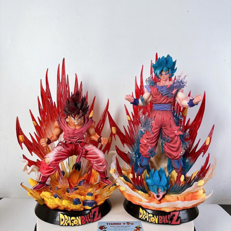Mô Hình Goku Blue 40cm và Goku Kaioken 38cm effec siêu đỉnh trong Dragonball Ongchumohinh MH500 Toy Đồ Chơi